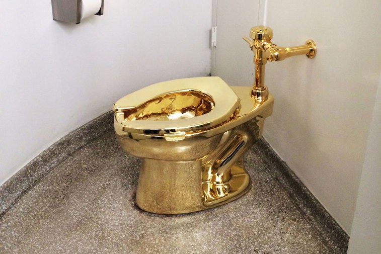Visitors Can Use This Real 18k Gold Toilet Art Piece at New York City Museum