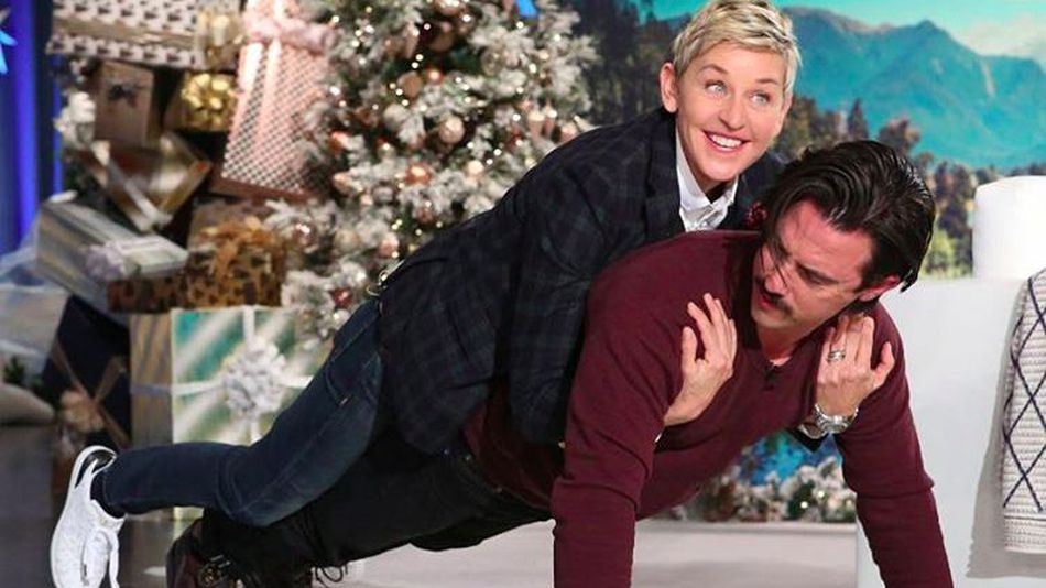 Milo Ventimiglia Recreates "This Is Us" Scene and Does Push-Ups with Ellen on His Back