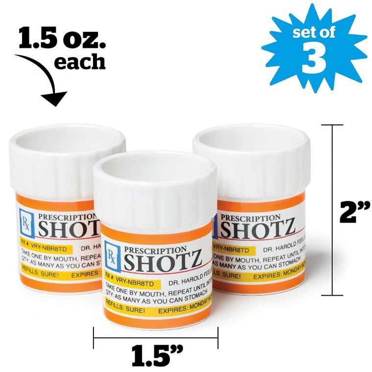 Prescription Pill Bottle Shaped Shot Glass Set